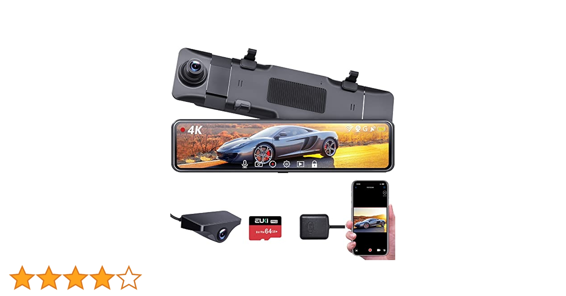 Amazon.co.jp: EUKi ドライブレコーダー ミラー型 ドラレコ 前後